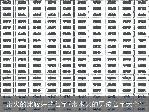 带火的比较好的名字(带木火的男孩名字大全)