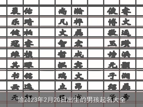 给2023年2月20日出生的男孩起名大全