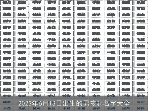 2023年6月13日出生的男孩起名字大全