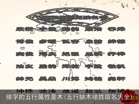 徐字的五行属性是木(五行缺木徐姓取名大全)