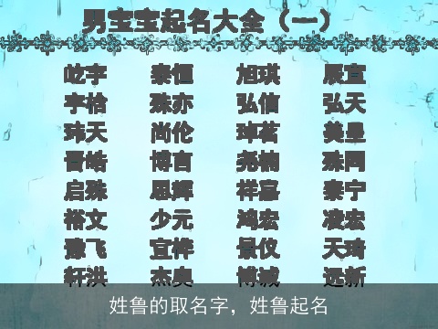 姓鲁的取名字，姓鲁起名