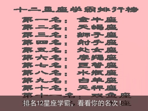 排名12星座学霸，看看你的名次！