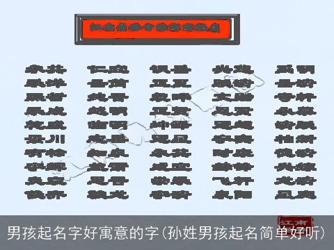 男孩起名字好寓意的字(孙姓男孩起名简单好听)
