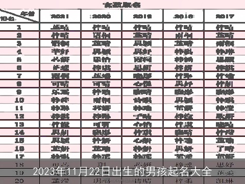 2023年11月22日出生的男孩起名大全