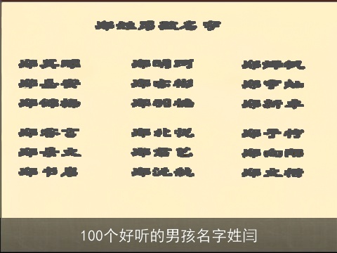 100个好听的男孩名字姓闫