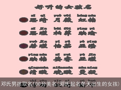 邓氏男孩取名100分美名(邓氏起名冬天出生的女孩)