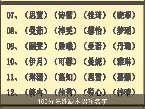 100分陈姓缺木男孩名字