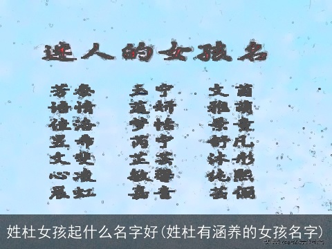 姓杜女孩起什么名字好(姓杜有涵养的女孩名字)