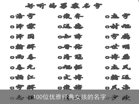 100位优雅经典女孩的名字
