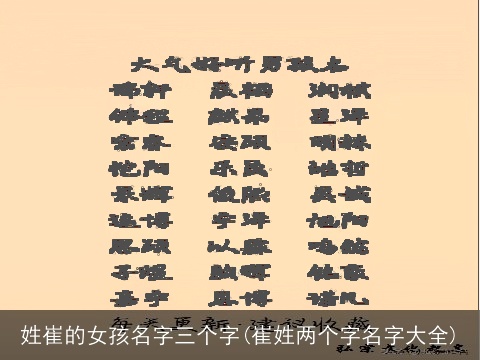 姓崔的女孩名字三个字(崔姓两个字名字大全)