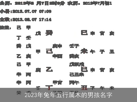 2023年兔年五行属木的男孩名字