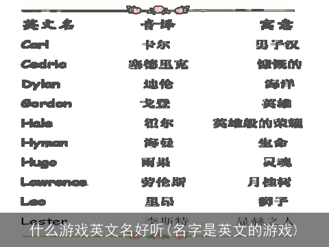 什么游戏英文名好听(名字是英文的游戏)