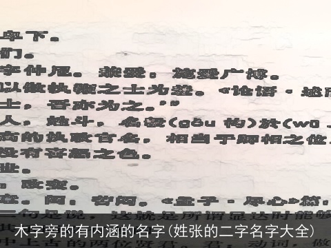 木字旁的有内涵的名字(姓张的二字名字大全)