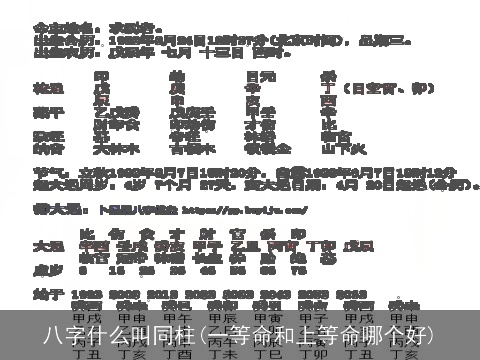 八字什么叫同柱(一等命和上等命哪个好)