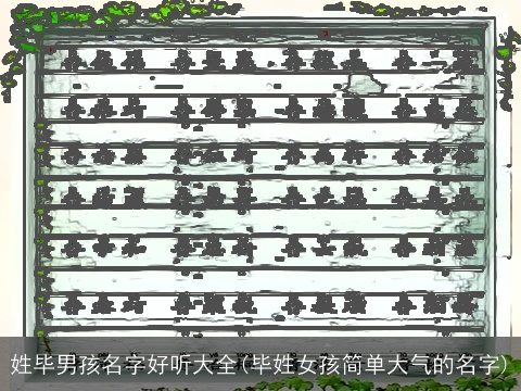 姓毕男孩名字好听大全(毕姓女孩简单大气的名字)