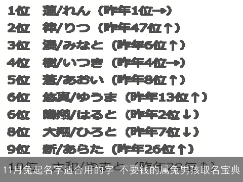 11月兔起名字适合用的字 不要钱的属兔男孩取名宝典