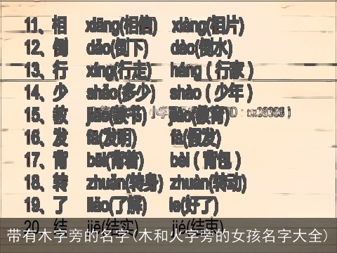 带有木字旁的名字(木和火字旁的女孩名字大全)