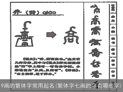 9画的繁体字常用起名(繁体字七画的字有哪些字)