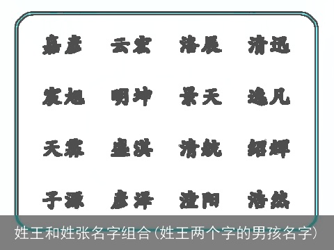 姓王和姓张名字组合(姓王两个字的男孩名字)