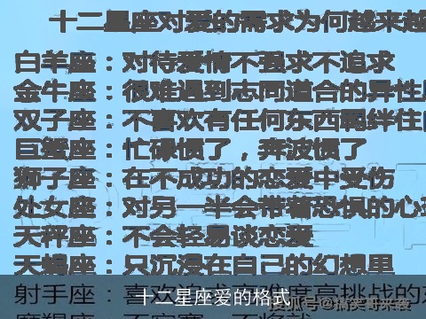 十二星座爱的格式