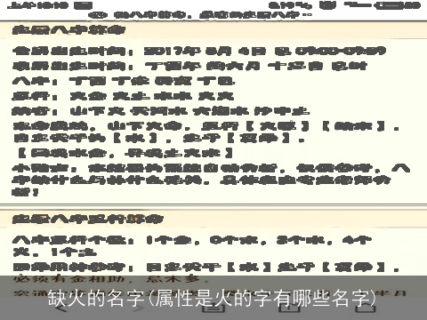 缺火的名字(属性是火的字有哪些名字)