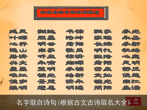 名字取自诗句(根据古文古诗取名大全)