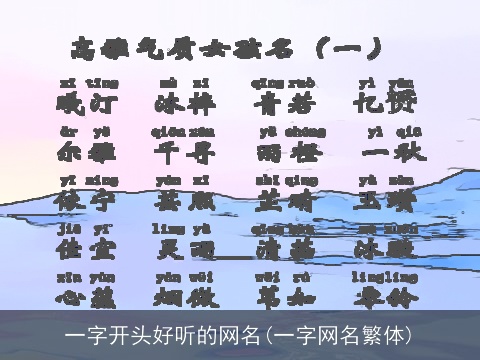一字开头好听的网名(一字网名繁体)
