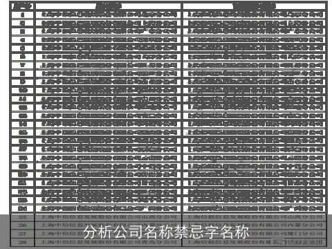 分析公司名称禁忌字名称