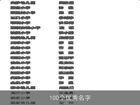 100个优秀名字