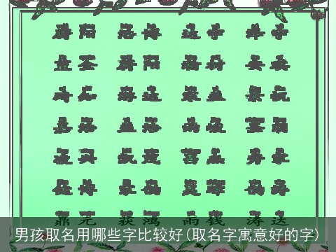 男孩取名用哪些字比较好(取名字寓意好的字)