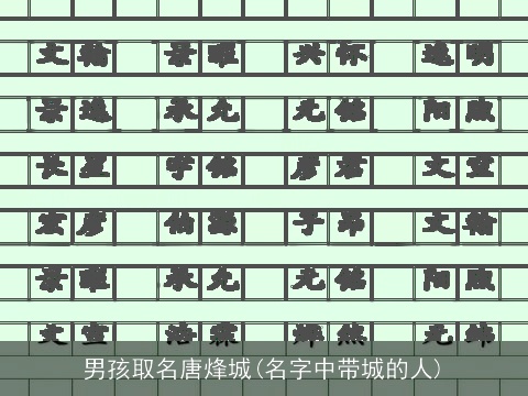 男孩取名唐烽城(名字中带城的人)