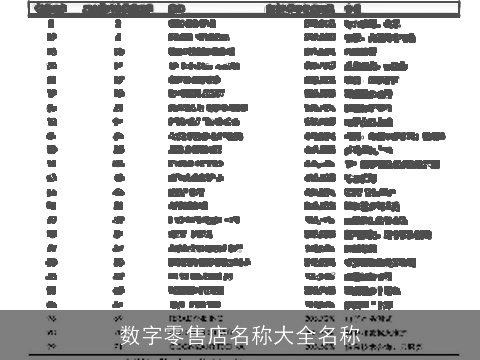 数字零售店名称大全名称
