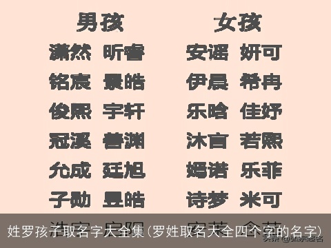 姓罗孩子取名字大全集(罗姓取名大全四个字的名字)