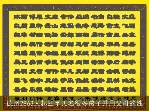 德州2863人起四字氏名很多孩子并用父母的姓