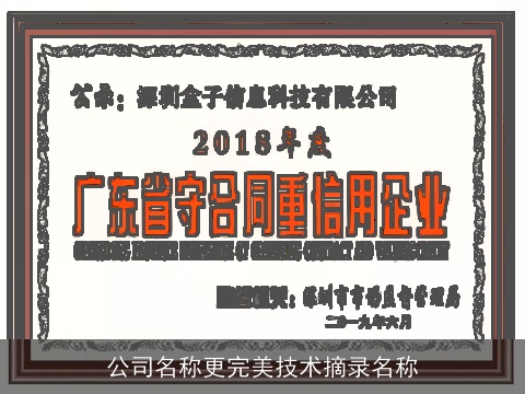 公司名称更完美技术摘录名称