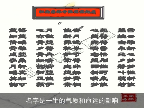 名字是一生的气质和命运的影响