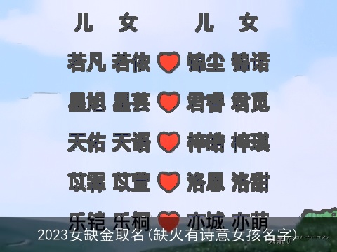 2023女缺金取名(缺火有诗意女孩名字)