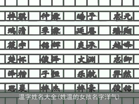 温字姓名大全(姓温的女孩名字洋气)