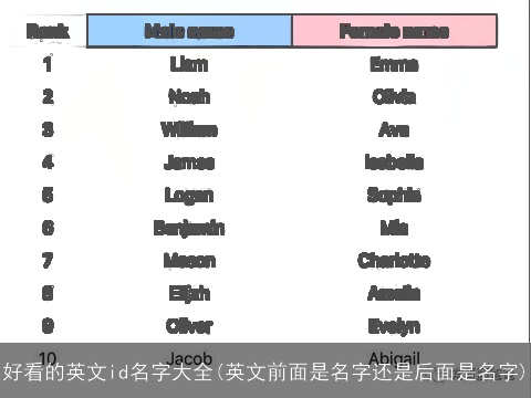 好看的英文id名字大全(英文前面是名字还是后面是名字)