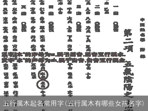 五行属木起名常用字(五行属木有哪些女孩名字)