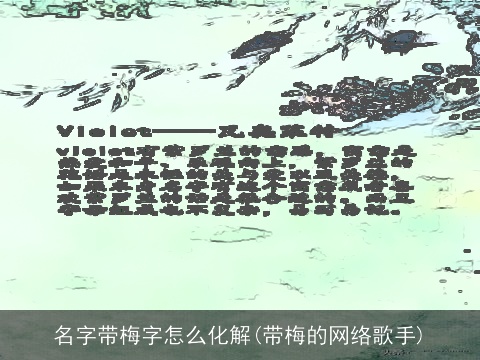 名字带梅字怎么化解(带梅的网络歌手)