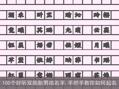 100个好听双胞胎男孩名字,手把手教你如何起名