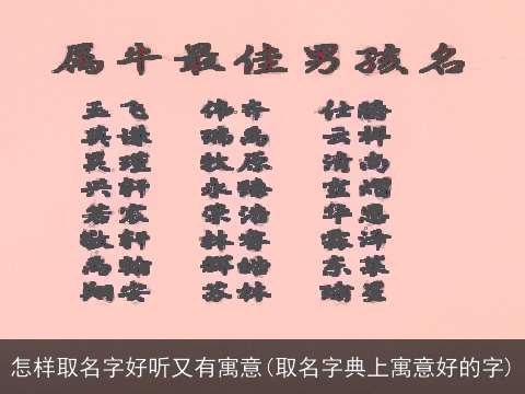 怎样取名字好听又有寓意(取名字典上寓意好的字)