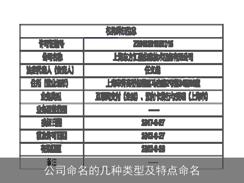 公司命名的几种类型及特点命名