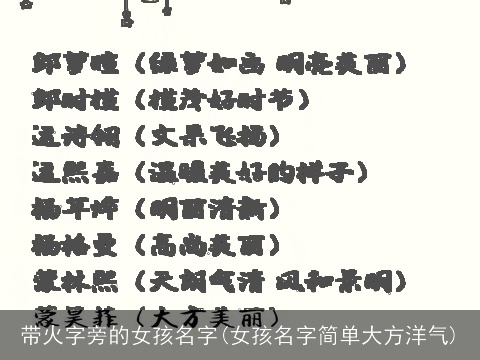 带火字旁的女孩名字(女孩名字简单大方洋气)