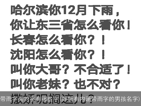 带雨字头的字有哪些字(好听有内涵带雨字的男孩名字)