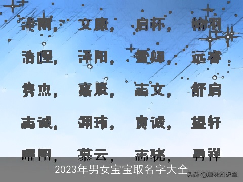 2023年男女宝宝取名字大全