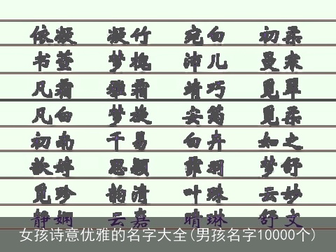 女孩诗意优雅的名字大全(男孩名字10000个)