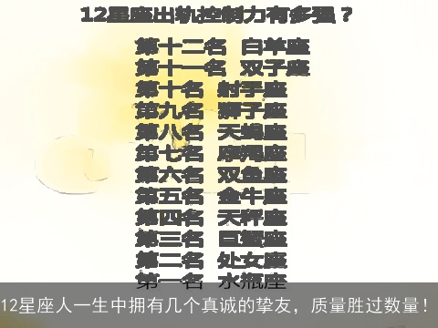 12星座人一生中拥有几个真诚的挚友，质量胜过数量！