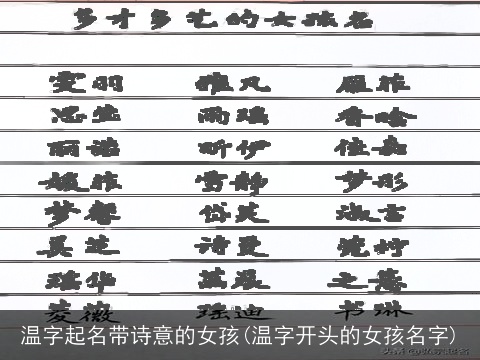 温字起名带诗意的女孩(温字开头的女孩名字)